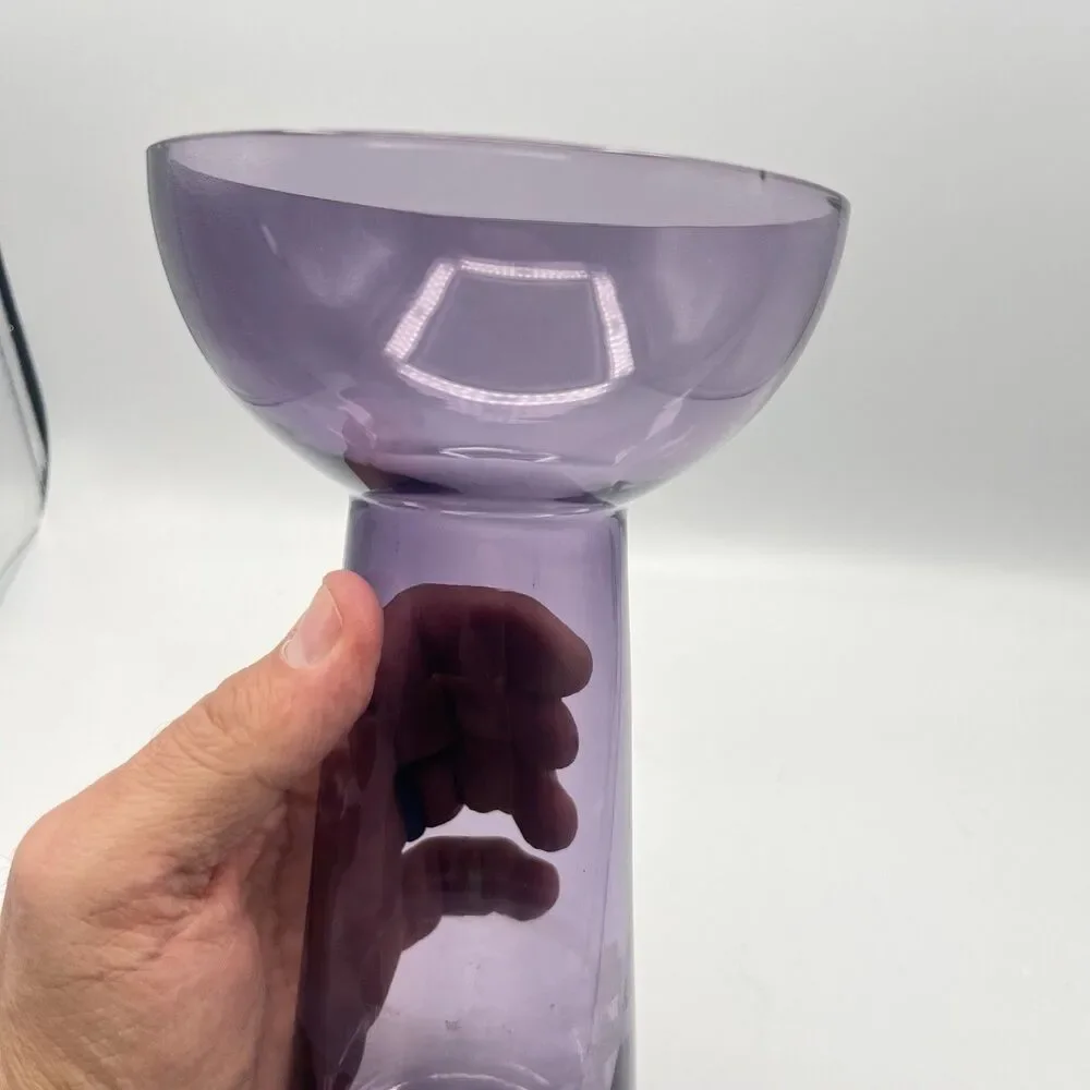 Krosno Poland Amethyst Art Glass Vase Candle Holder Suspended Bubble